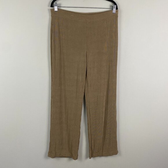 Chicos Travelers Pull On Pants Size 1 US M Tan Slinky Knit Straight Leg - Picture 1 of 9